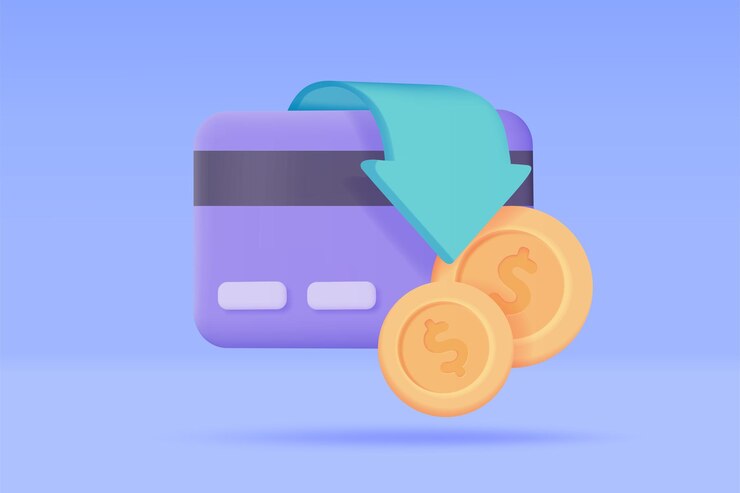Vector ikon 3d kartu kredit pembayaran online masyarakat tanpa uang tunai pembayaran aman dengan ilustrasi 3d kartu kredit