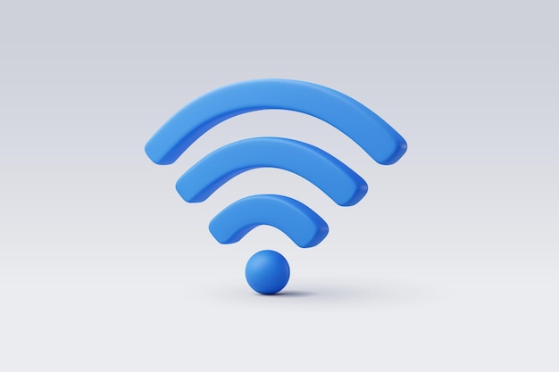 Ikon 3D koneksi nirkabel wifi dan konsep teknologi internet