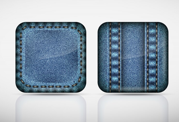 Vector ikon aplikasi denim. jeans bertekstur