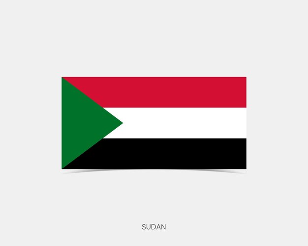 Ikon bendera Persegi Panjang Sudan dengan bayangan