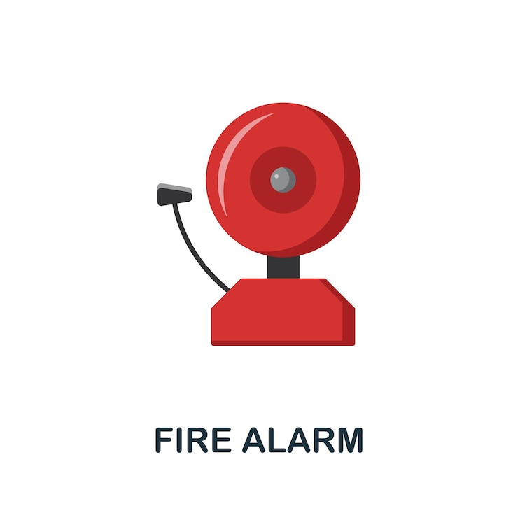 Vector ikon datar alarm kebakaran, tanda berwarna dari koleksi keamanan rumah, ilustrasi ikon alarm kebakaran kreatif untuk infografis desain web dan lainnya
