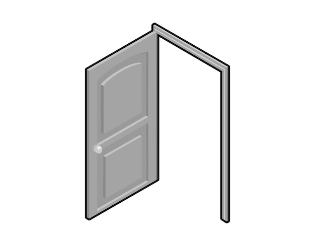 Ikon desain isometrik pintu Ilustrasi web vektor konsep 3d berwarna
