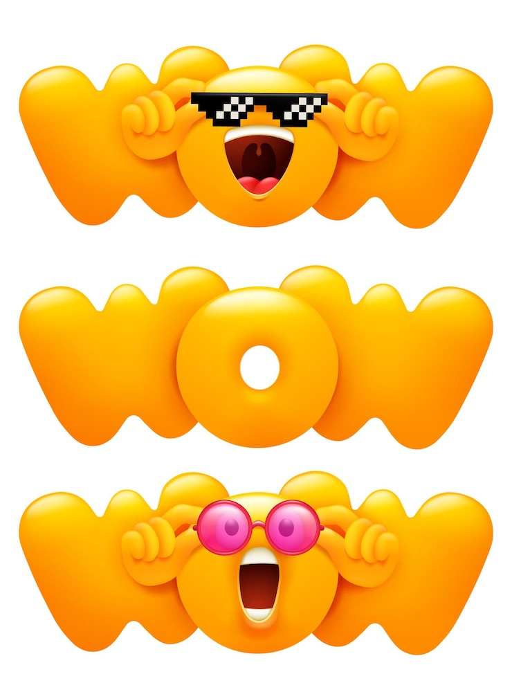 Vector ikon emoji wow dengan karakter kuning emoticon. gaya kartun 3d.