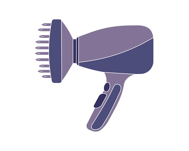 Ikon Garis Pengering rambut, pengering rambut modis dari penata rambut untuk mengeringkan rambut dan pengering rambut elektrik. Alat penata rambut tukang cukur. Ilustrasi vektor kartun
