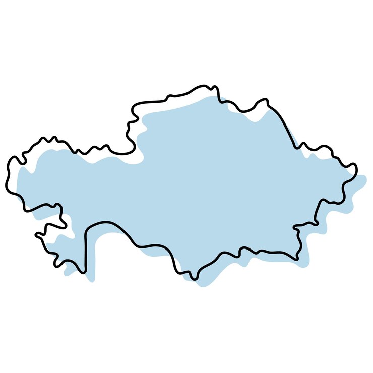 Vector ikon peta garis luar sederhana bergaya dari kazakhstan. ilustrasi vektor peta sketsa biru kazakhstan