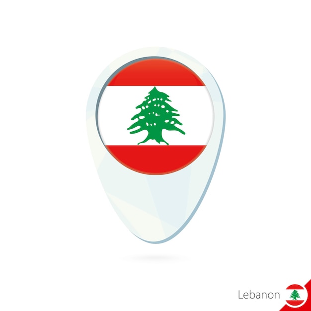 Ikon pin peta lokasi bendera Lebanon pada latar belakang putih