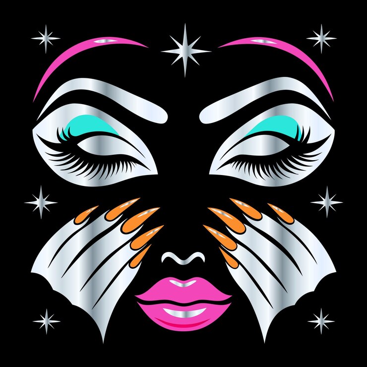 Vector ikon salon kecantikan modis manikur bibir alis & rambut dalam vektor untuk logo cat kuku