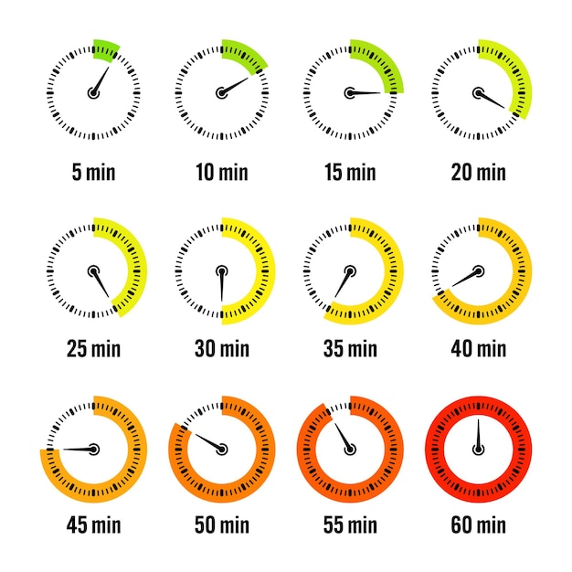 Ikon stopwatch penghitung waktu kronometer penuh warna sederhana dengan penghitung waktu hitung mundur dial yang menunjukkan jam dan
