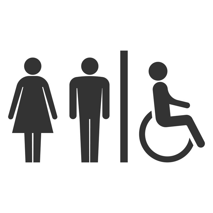 Ikon toilet pria wanita disabilitasKamar kecil kamar mandi di area publik navigasi Ilustrasi vektor