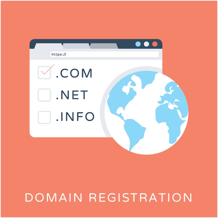Vector ikon vektor datar pendaftaran domain