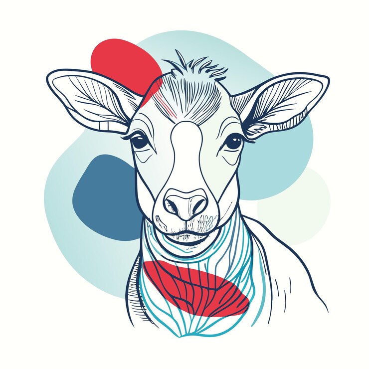 Vector illustrasi kepala sapi dengan garisgaris artistik