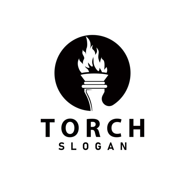 Illustration black silhouette torch logo flame design olympic sport victory inspiration