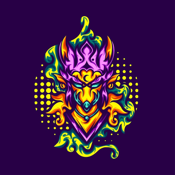 Vector illustration dark moon guardian