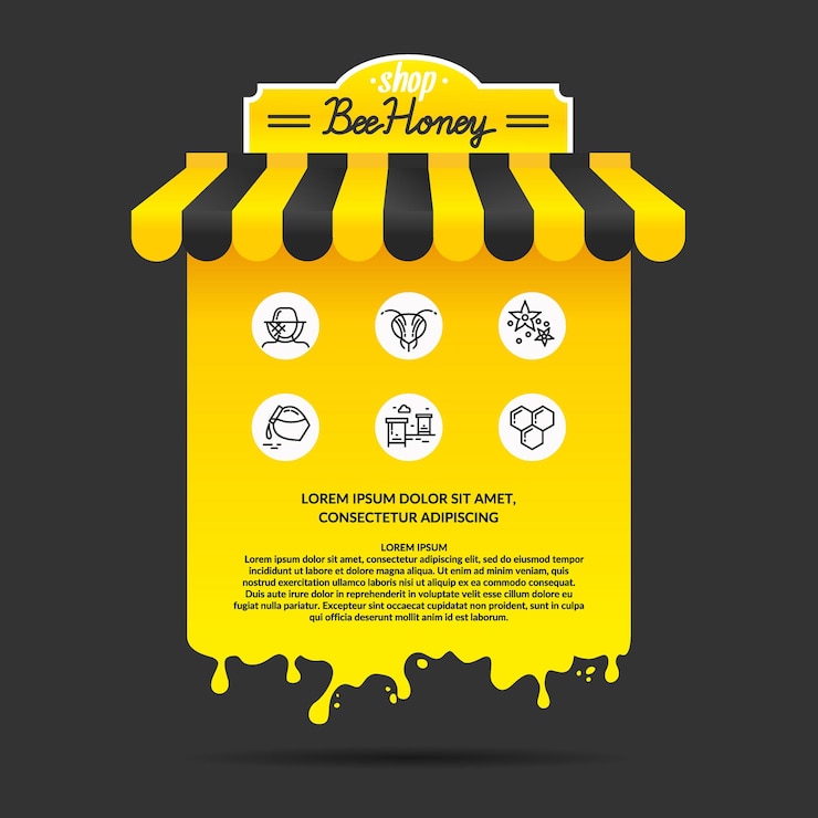Vector illustration for advertising honey product of beekeeping