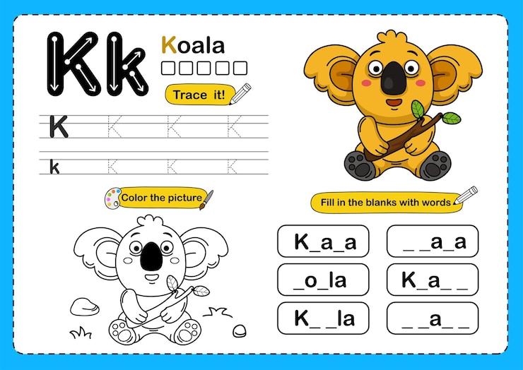 Vector illustration isolated animal alphabet letter kkoala
