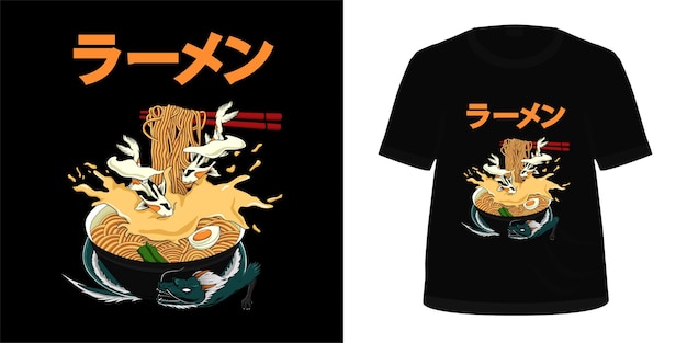 Illustration japanese noodle for t shirt design