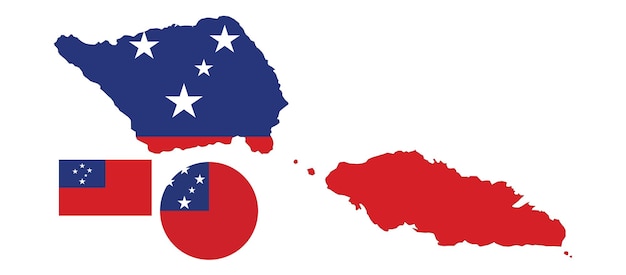 Illustration of a map flag and map of State of Samoa