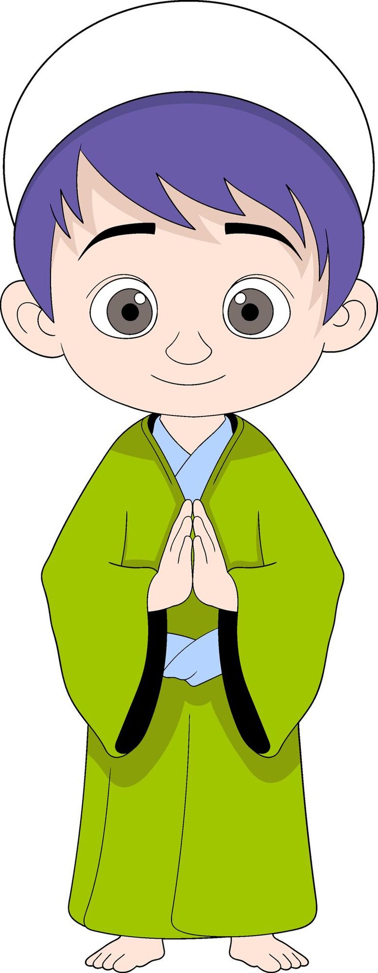 Vector illustration of a religious person japanese muslim boy wearing traditional clothing