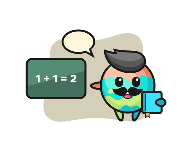 Illustration of bath bomb character as a teacher