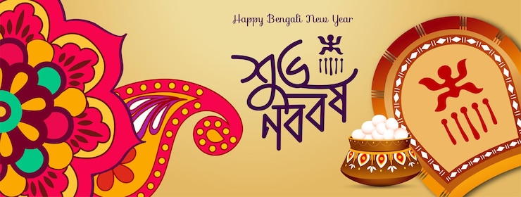 Vector illustration of bengali new year with bengali text subho meaning heartiest happy new year