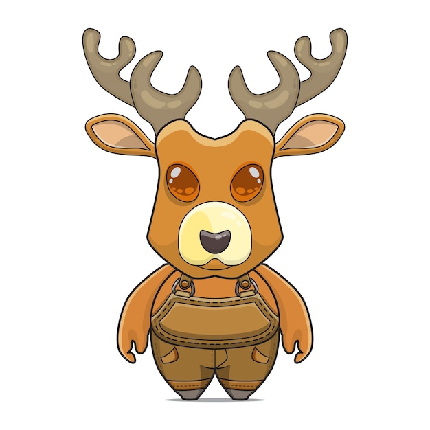 illustration of cute deer mascot cartoon flat style