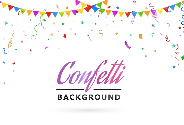Vector  illustration of falling confetti on a transparent background.