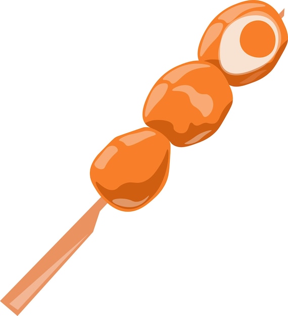 Illustration of Grilled Fish Balls on a Skewer