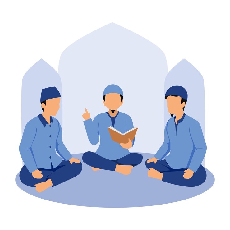 Vector illustration of muslim public speech muslim forum discussion