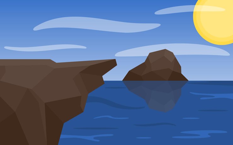 illustration of natural landscape of marine rocks