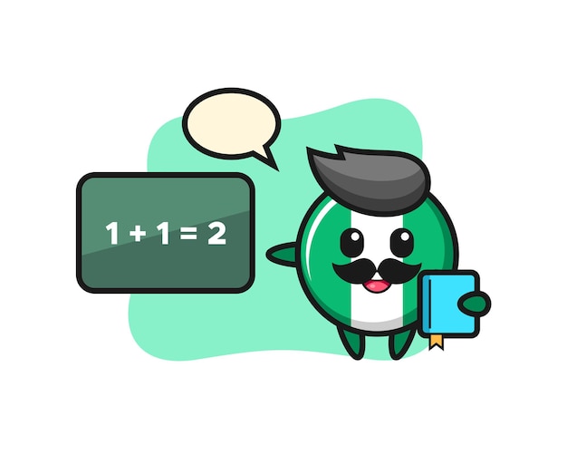 Illustration of nigeria flag badge character as a teacher , cute style design for t shirt, sticker, logo element