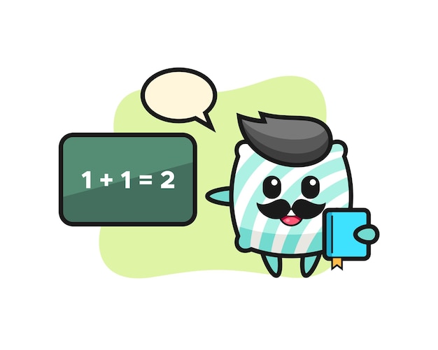 Illustration of pillow character as a teacher , cute style design for t shirt, sticker, logo element