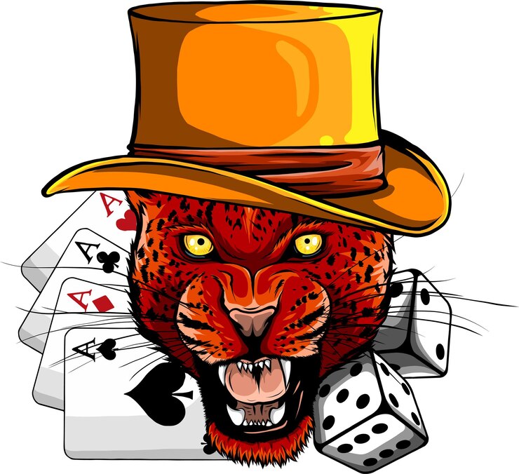 Vector illustration of portrait of panther boy with hat on white background