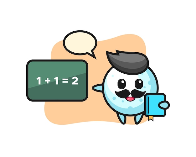 Illustration of snow ball character as a teacher