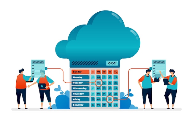 illustration of storage and completion of scheduling on the January working calendar