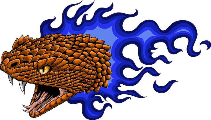Vector illustration of viper snake with flame