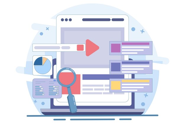 illustration search engine marketing concept or running an advertising campaign on search engines