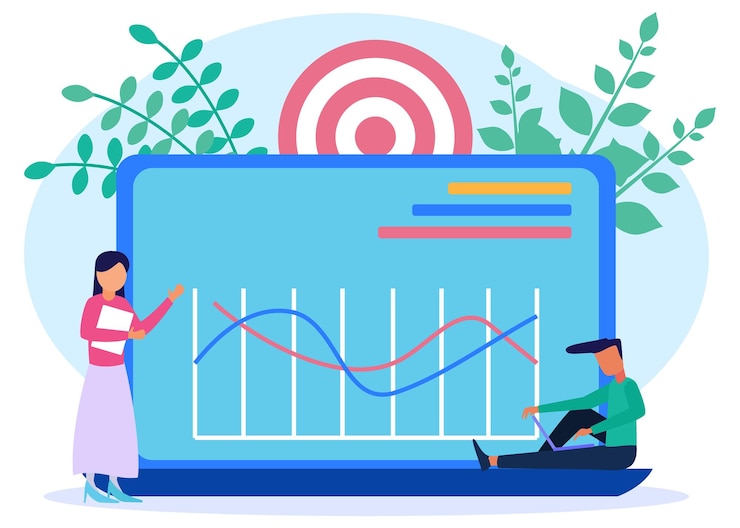 Vector illustration vector graphic cartoon character of business analysis