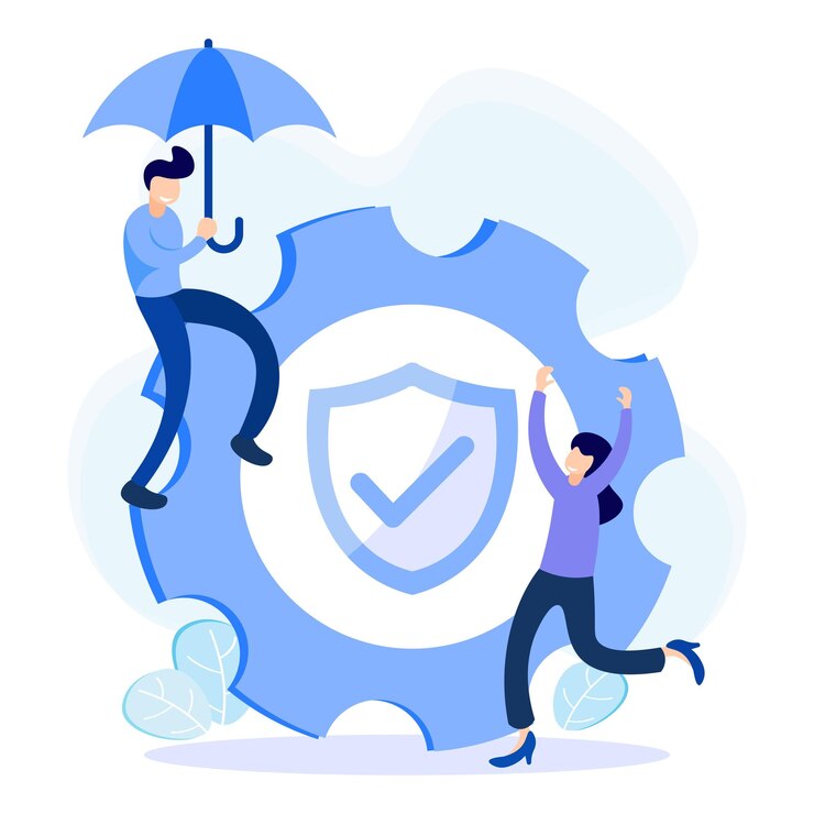 Illustration vector graphic cartoon character of employee insurance