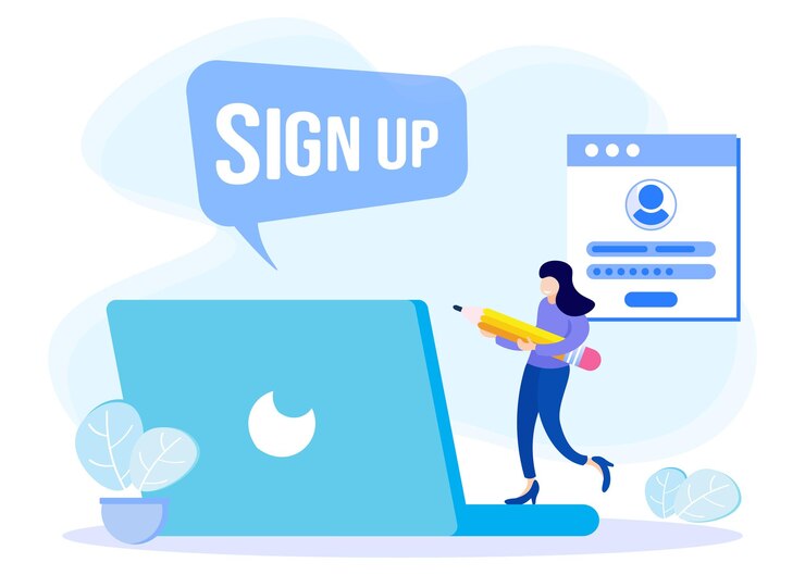 Illustration vector graphic cartoon character of online registration