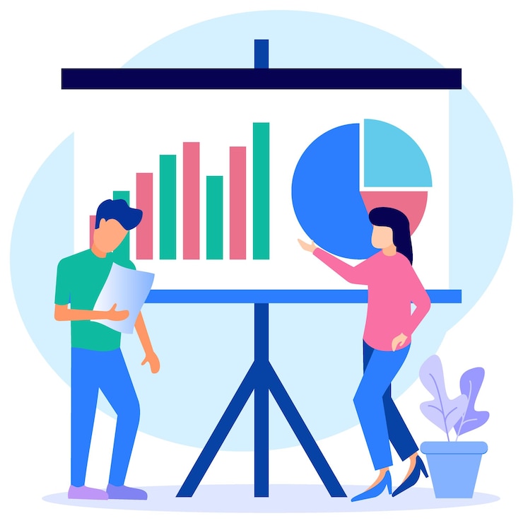 Vector illustration vector graphic cartoon character of presentation