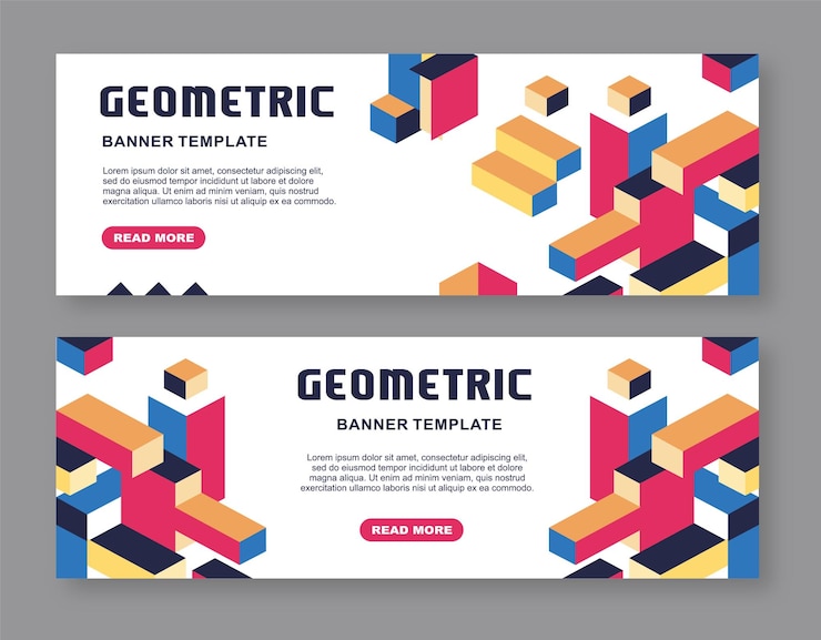 Vector illustration vector graphic of colorful cubic geometric banner template good for banner template
