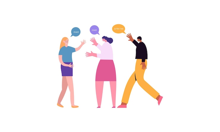 Vector illustration with young people talking