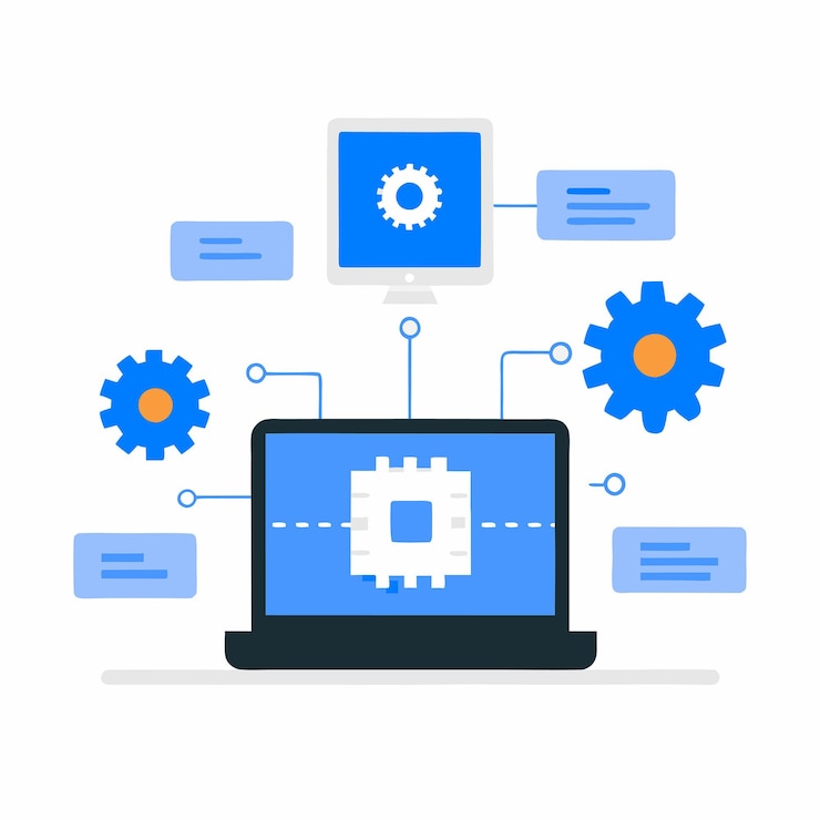 Vector illustrative concept depicting the intricacies of firmware