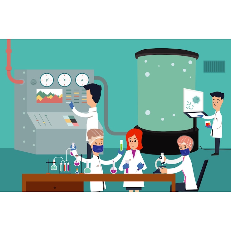 Vector ilmuwan di laboratorium