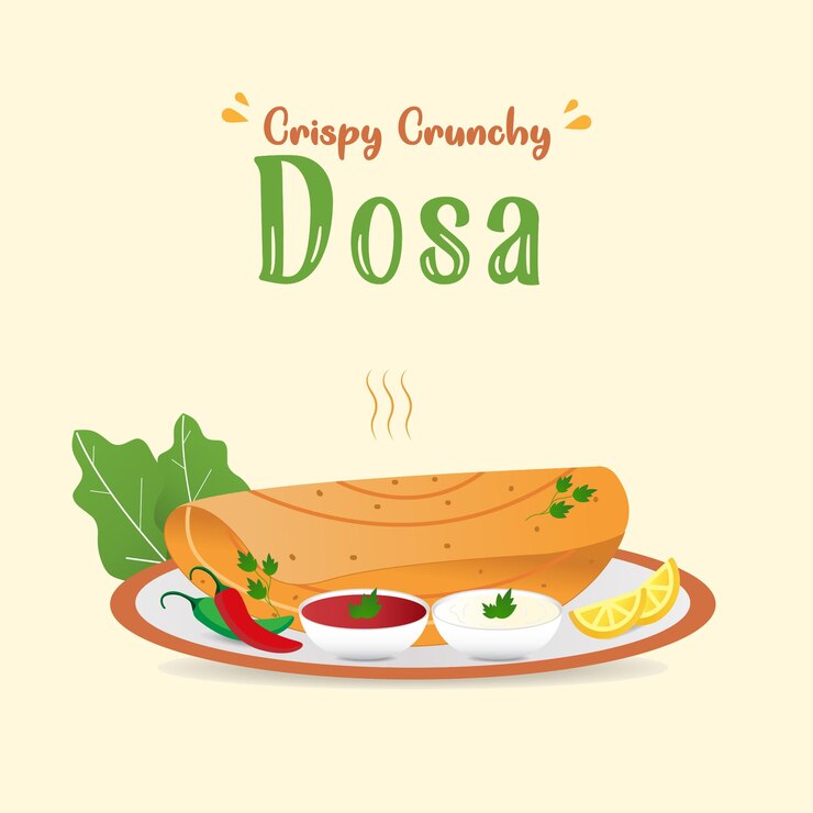 Vector ilustrasi camilan dosa india yang digambar tangan