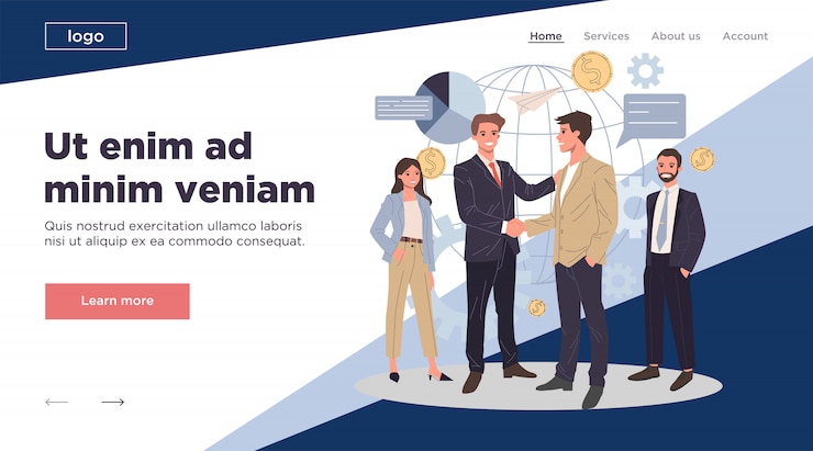 Vector ilustrasi datar kemitraan bisnis global
