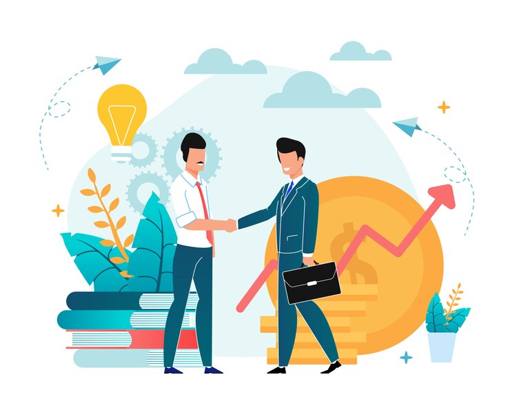 Vector ilustrasi datar kemitraan situasi kantor.