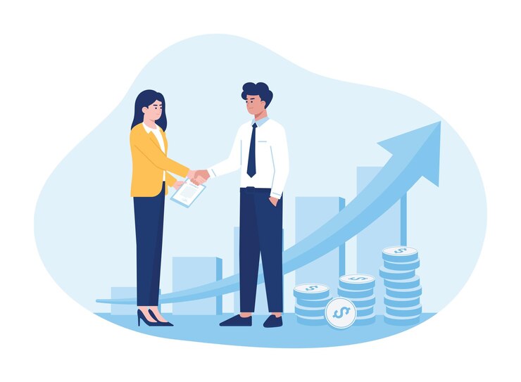 Vector ilustrasi datar konsep perjanjian investasi uang
