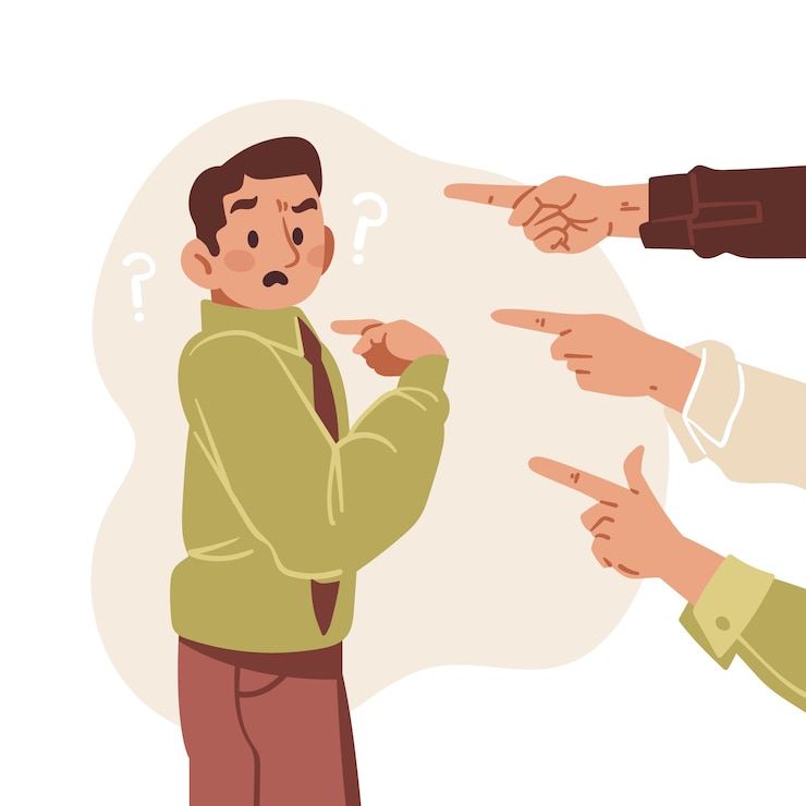 Vector ilustrasi datar orang yang dipermalukan atau disalahkan