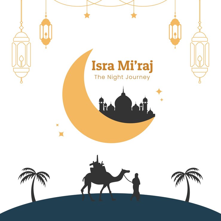Ilustrasi datar untuk isra miraj